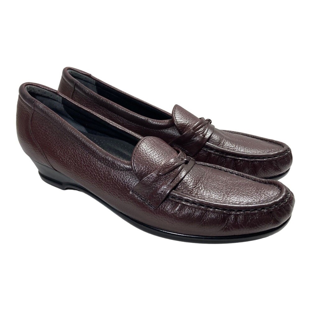 SAS Loafers Easier Womens 9.5N Burgundy Leather Comfort Slip On EUC